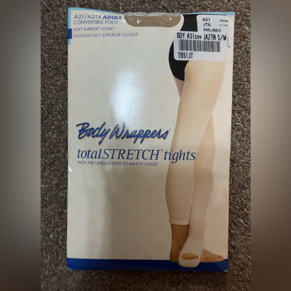 Body Wrappers TotalStretch Cream Tights – Small/Medium (NWT)